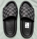 Black Checkered Designer-Inspired Slide Sandals – Size 10-10.5 – Non-Authentic